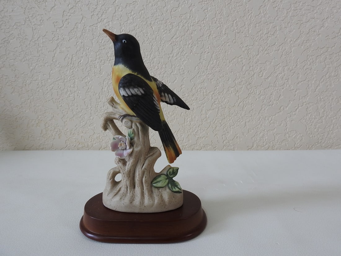 Nippon Yoko Boeki Japan Porcelain Baltimore Oriole Figurine: Vintage Nippon Yoko Boeki Co. Japan hand-painted porcelain Baltimore oriole bird figurine. Approx. 6.5 x 4.25 x 3 in.