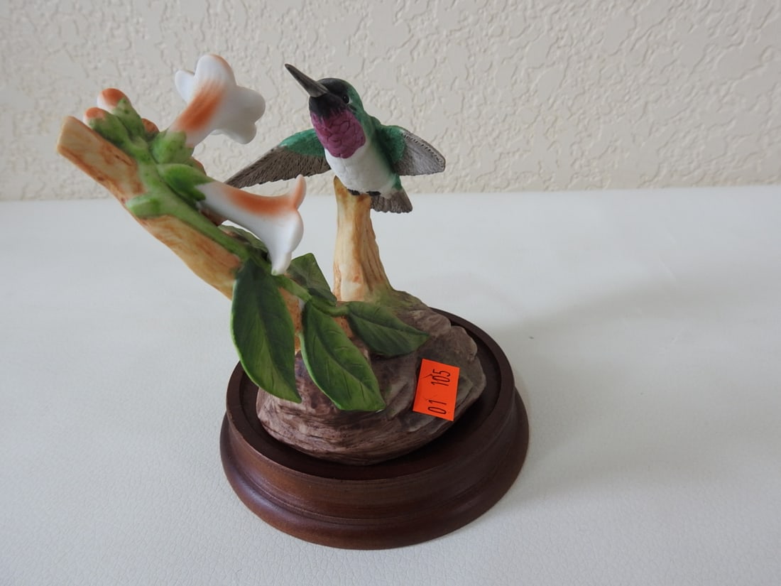 Andrea by Sadek Black-Chinned Hummingbirds Porcelain Figurine #7683 - 2