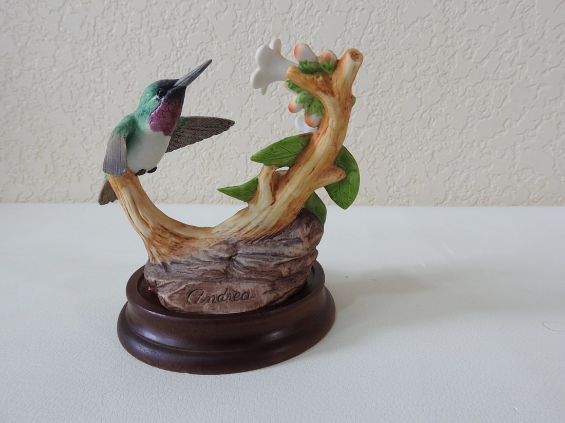 Andrea by Sadek Black-Chinned Hummingbirds Porcelain Figurine #7683 - 3