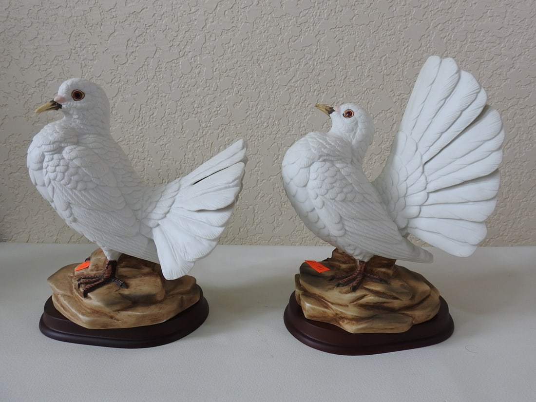 Ethan Allen Fantail Dove Porcelain Figurines Set of 2 - 2