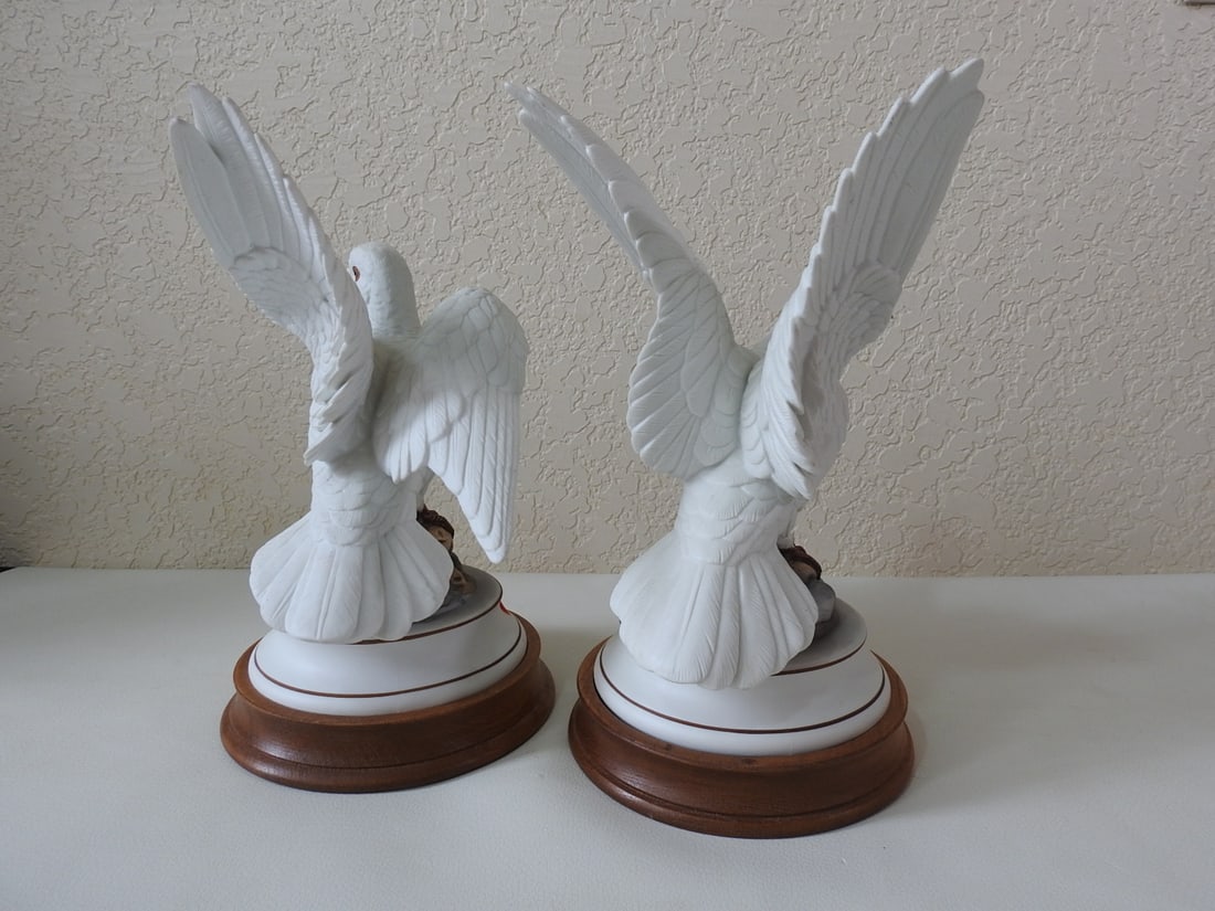 Andrea by Sadek White Dove Porcelain Figurines Set of 2 - 3