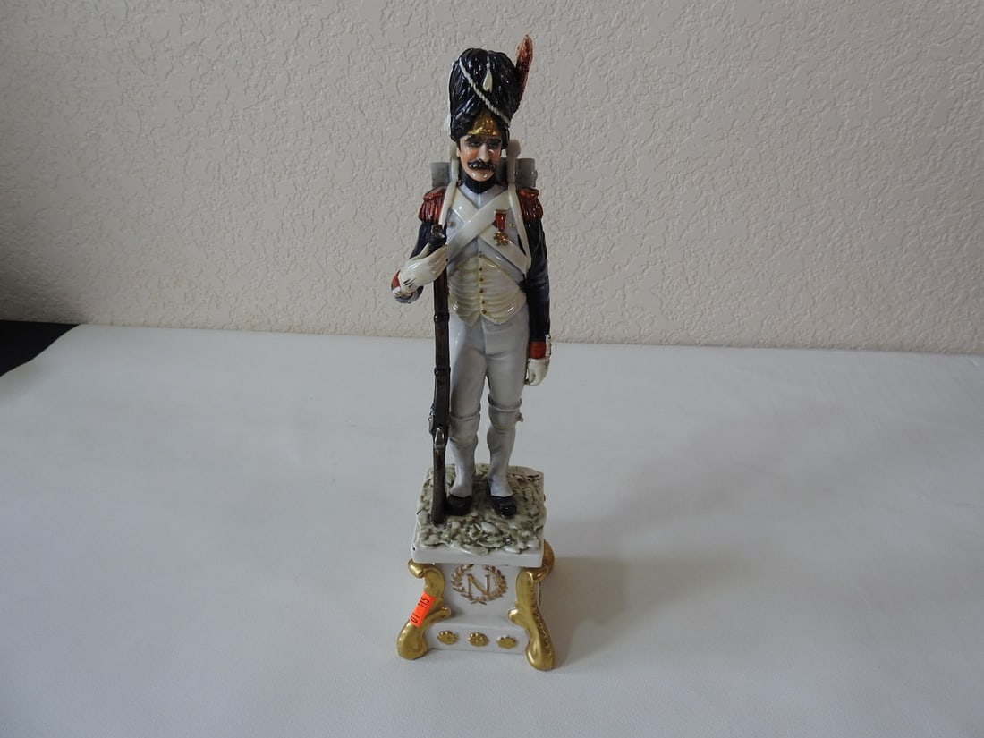 J. Tagliariol Soft Paste Porcelain Napoleon Figurine: Vintage Napoleon figurine in soft paste porcelain, signed by J. Tagliariol. Approx. 12.75 x 3.5 x 3.5 in.