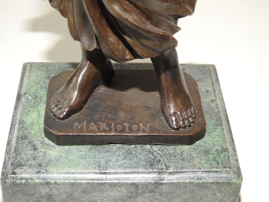 Bronze Nefertiti Statue on Green Marble Base - 6