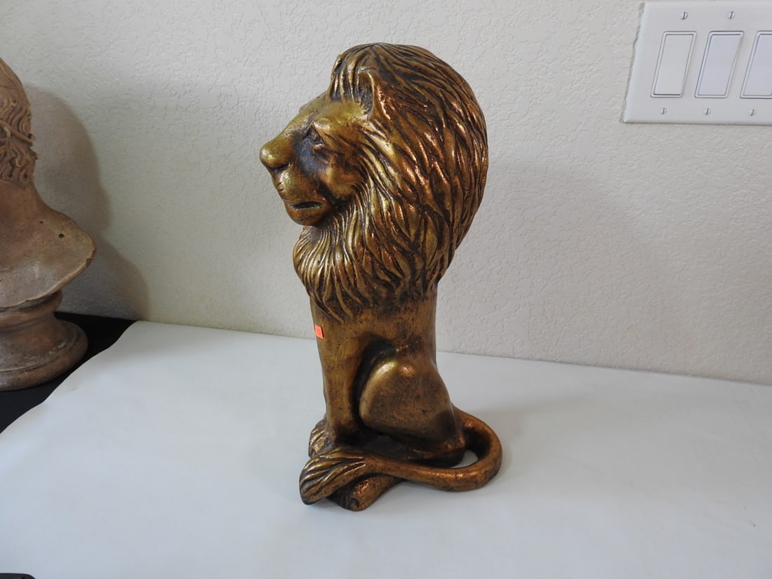 Gold Gilt Plaster Lion Statue - 2
