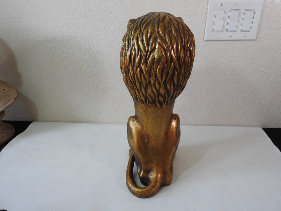 Gold Gilt Plaster Lion Statue - 3