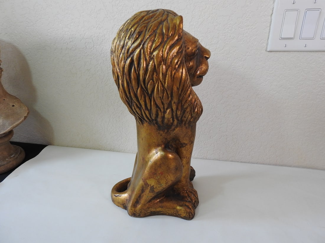 Gold Gilt Plaster Lion Statue - 4