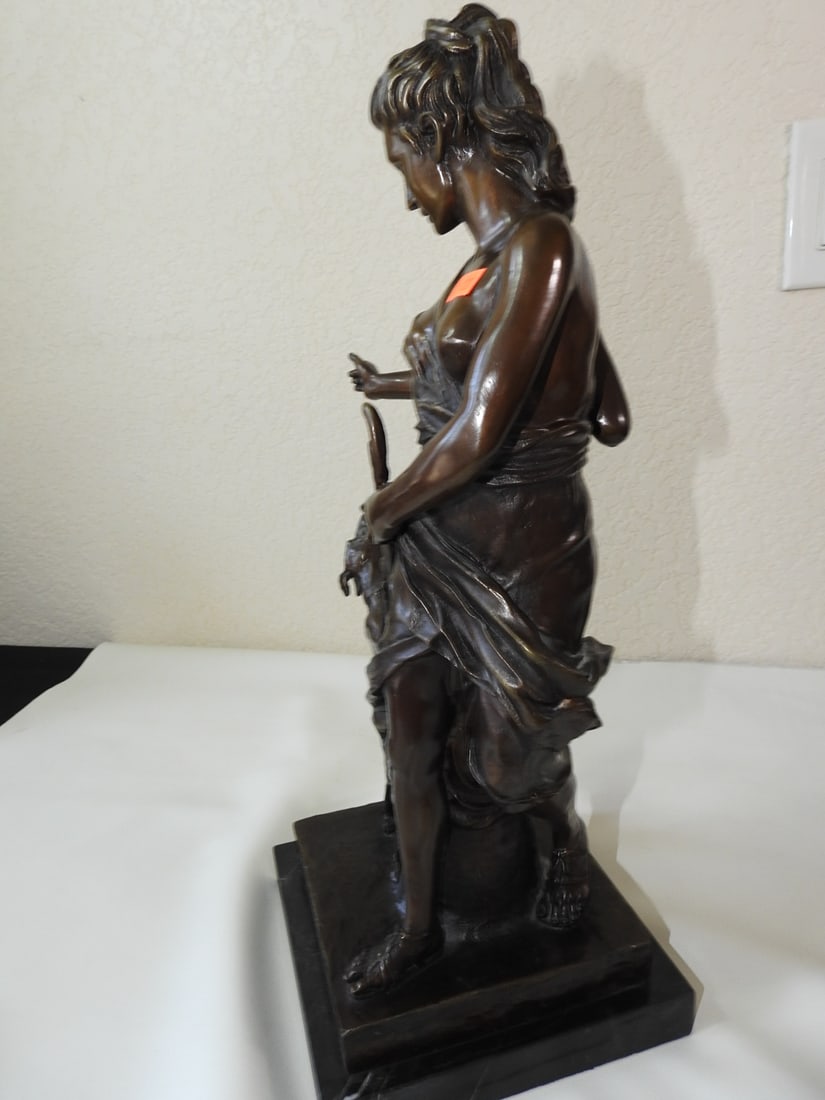 Bronze Goddess Diana Statue on Marble Base - 3