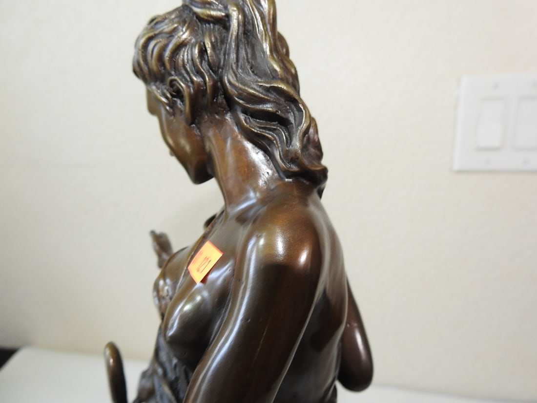 Bronze Goddess Diana Statue on Marble Base - 4