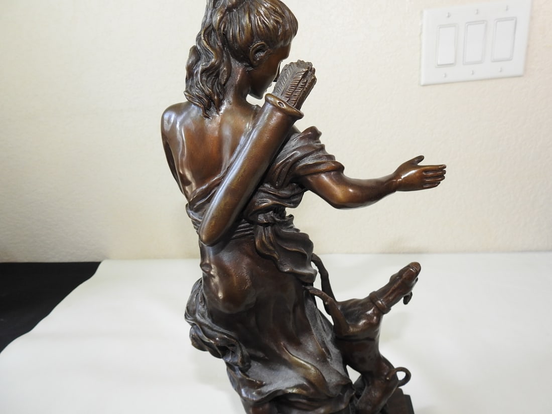 Bronze Goddess Diana Statue on Marble Base - 5