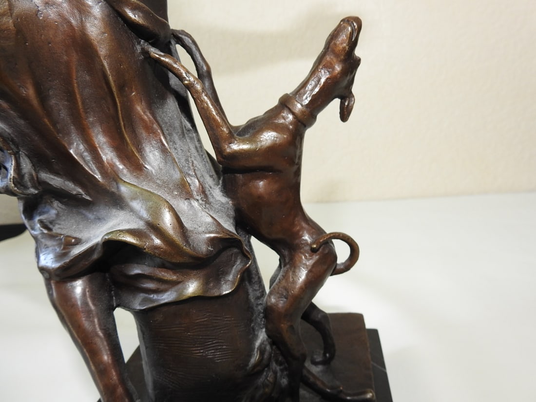 Bronze Goddess Diana Statue on Marble Base - 6