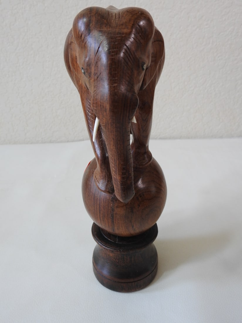 Carved Circus Elephant Figure - 2