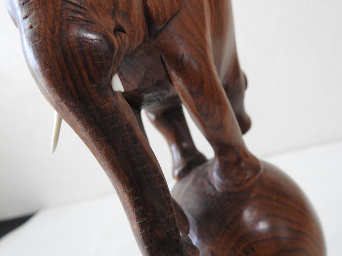 Carved Circus Elephant Figure - 3