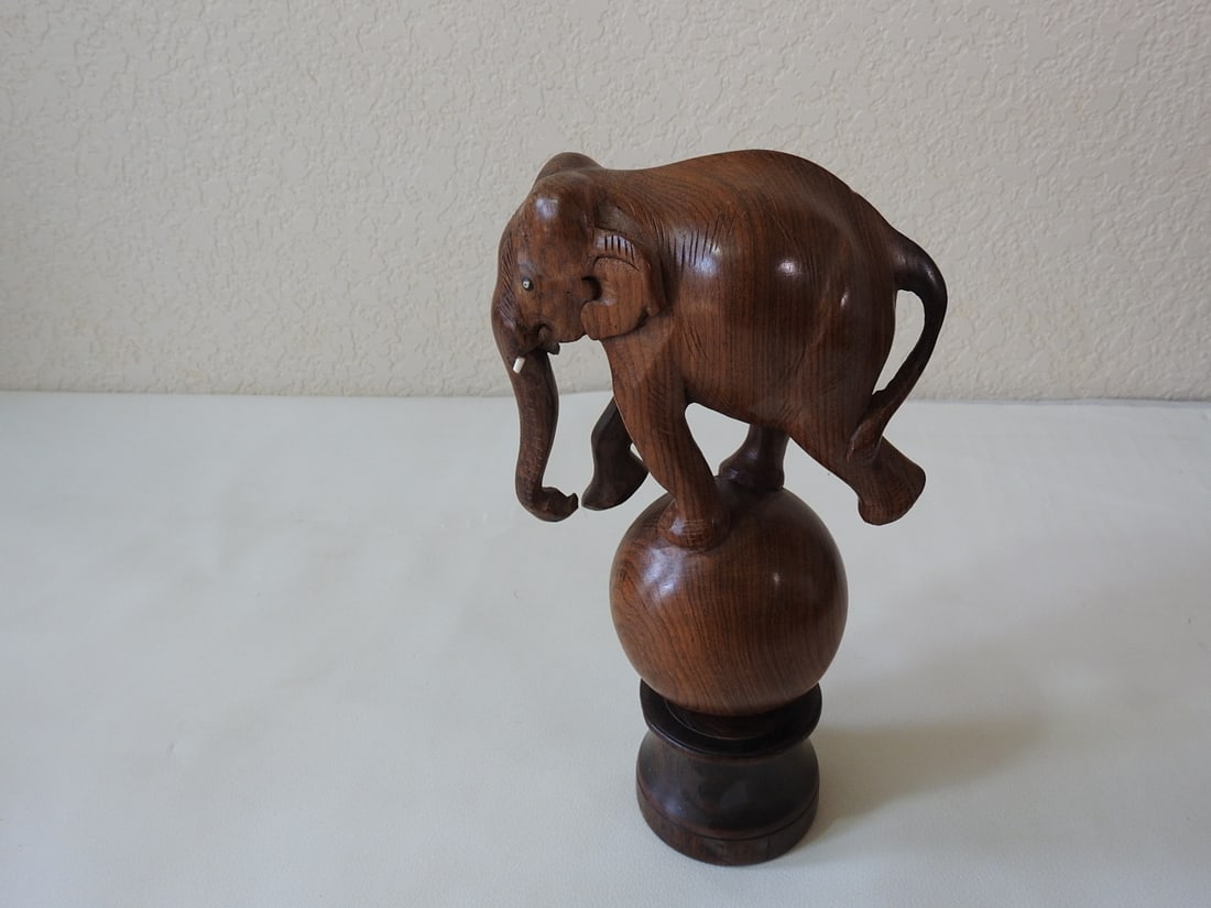 Carved Circus Elephant Figure - 4