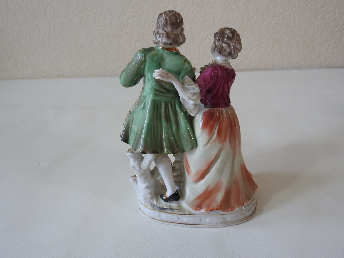 Vintage French Village Couple Porcelain Figurine - 3