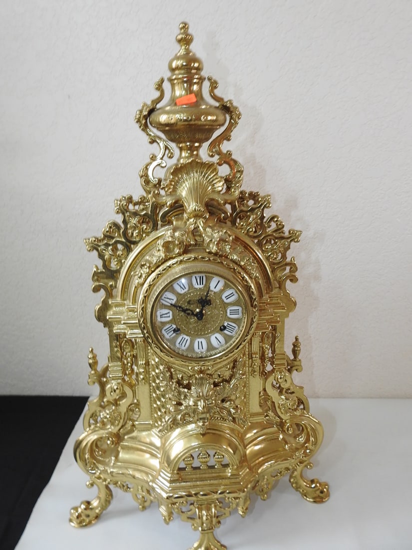 Vintage Baroque Style G&G Solid Brass Mantel Clock - 2