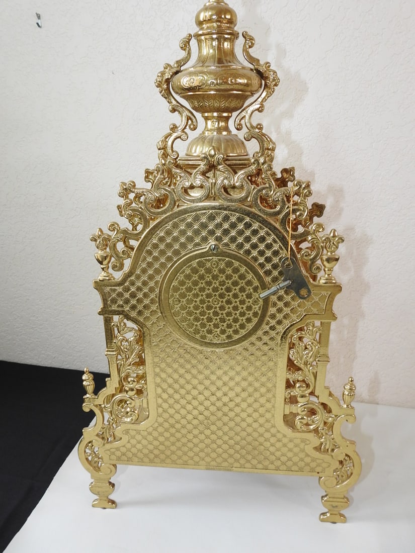 Vintage Baroque Style G&G Solid Brass Mantel Clock - 3