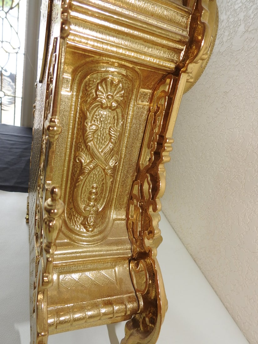 Vintage Baroque Style G&G Solid Brass Mantel Clock - 4
