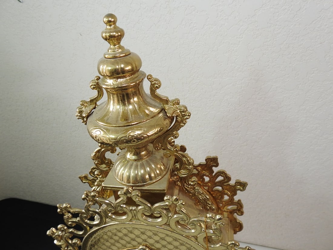 Vintage Baroque Style G&G Solid Brass Mantel Clock - 5