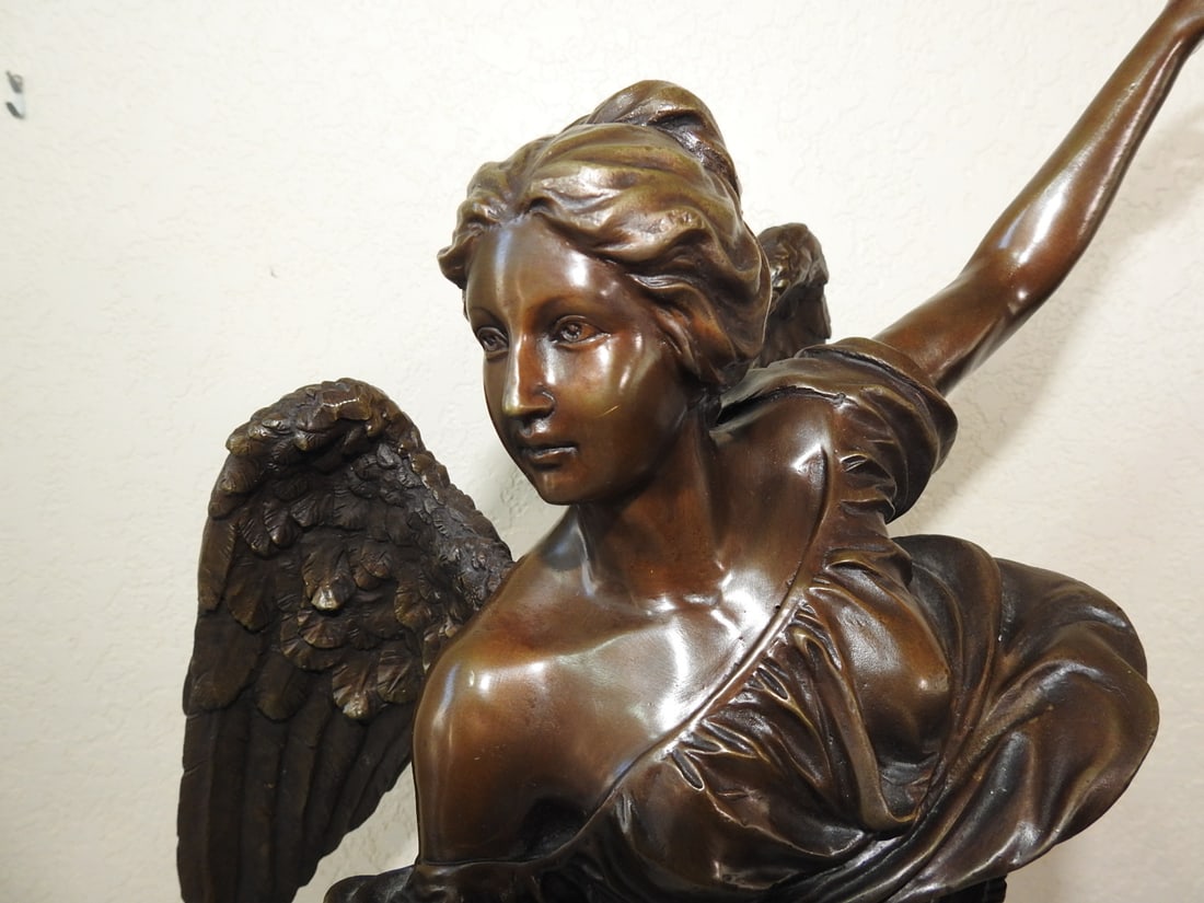 Large Solid Bronze Angel Statue Signed Francesco Mochi - 2
