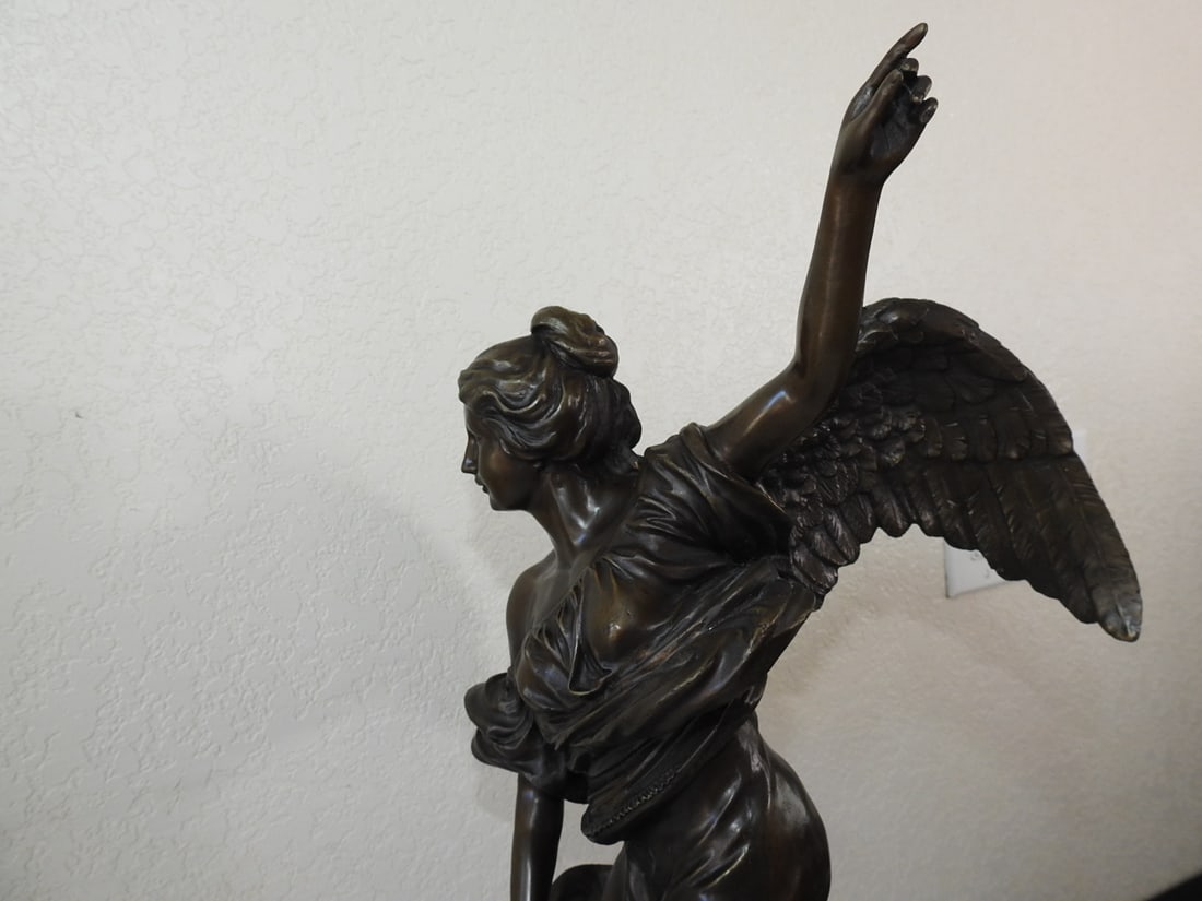 Large Solid Bronze Angel Statue Signed Francesco Mochi - 3