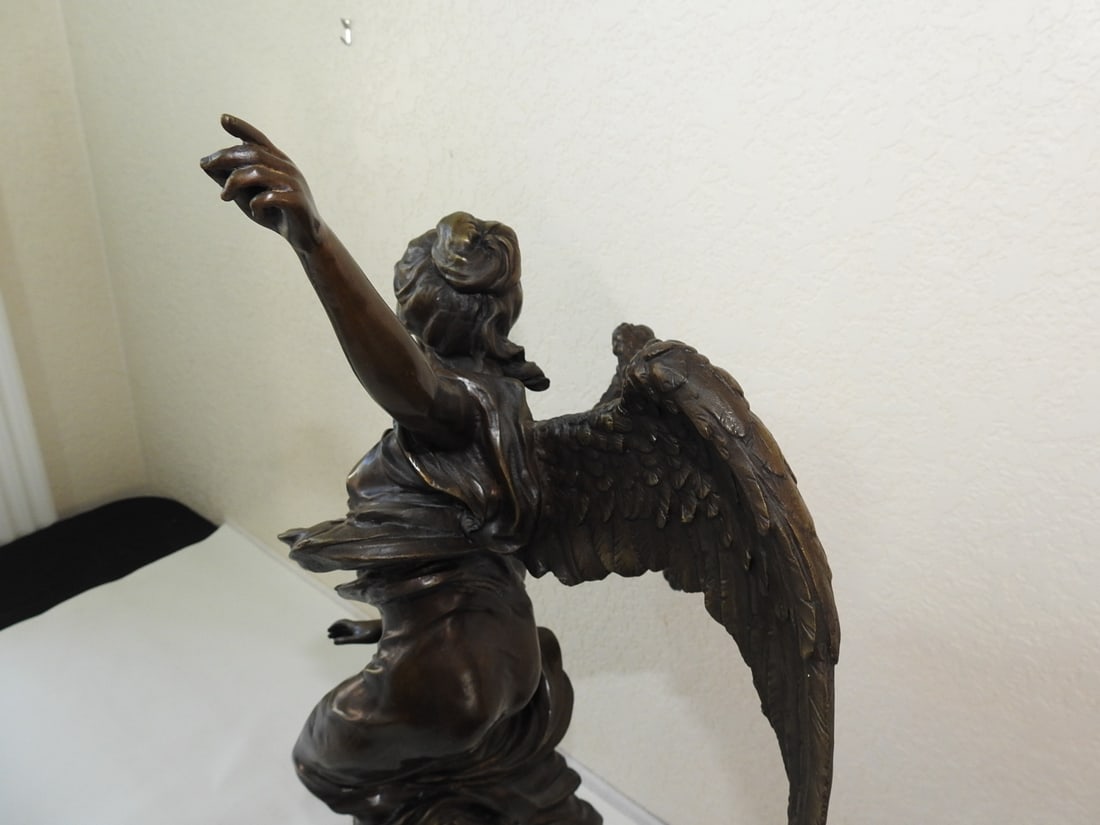 Large Solid Bronze Angel Statue Signed Francesco Mochi - 4