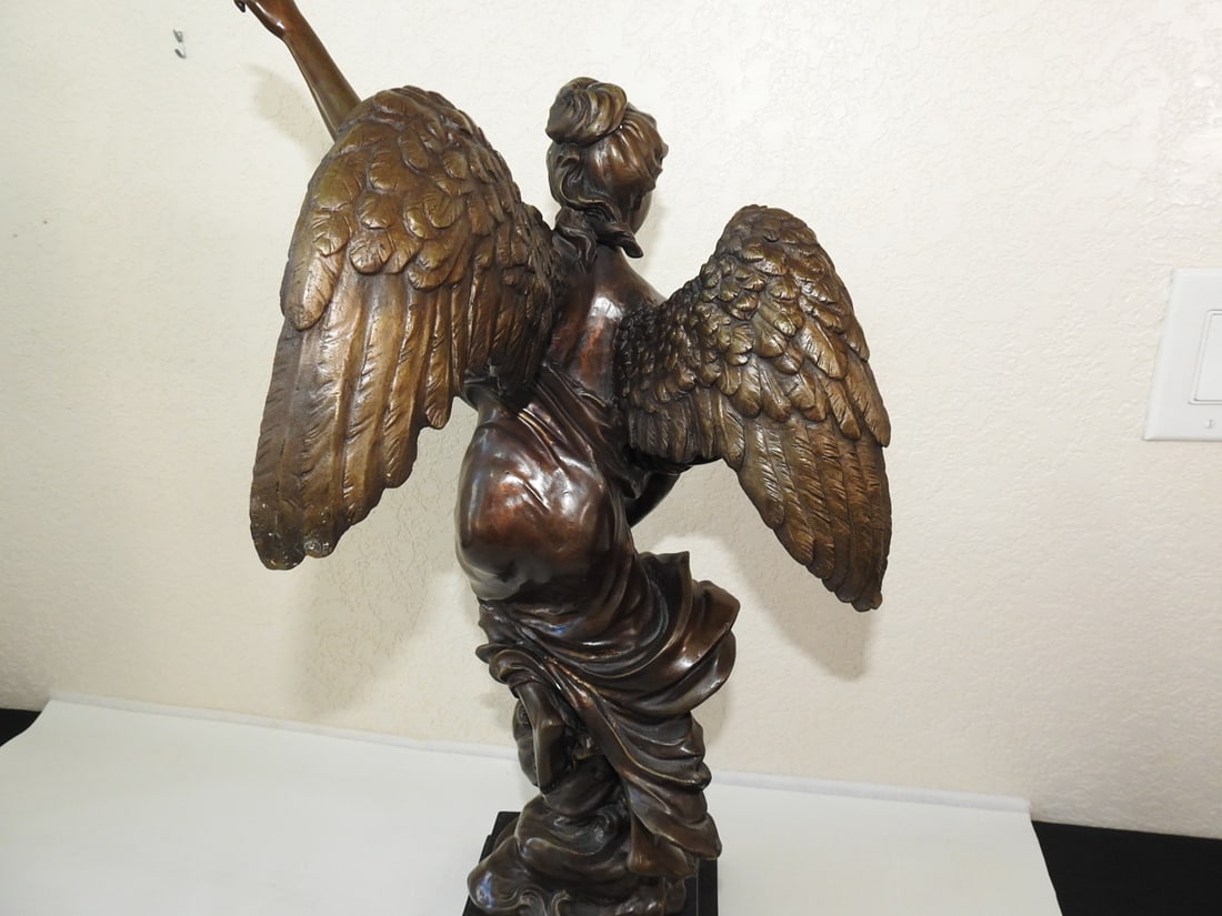 Large Solid Bronze Angel Statue Signed Francesco Mochi - 5