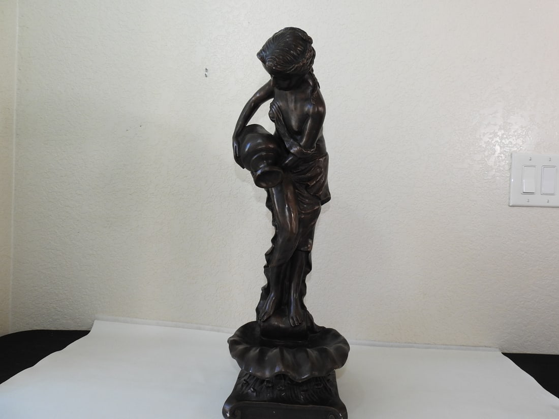 Austin Productions Solid Bronze Lady Statue: Solid bronze lady statue by Austin Productions with figural classical form. Approx. 25 x 8.5 x 11 in.