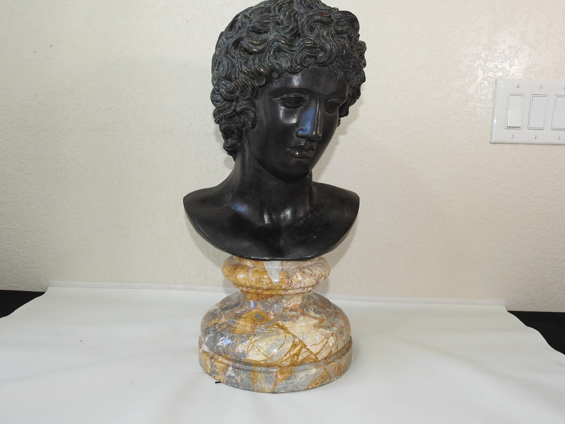 Solid Bronze Bust of David on Marble Base (1 of 7)