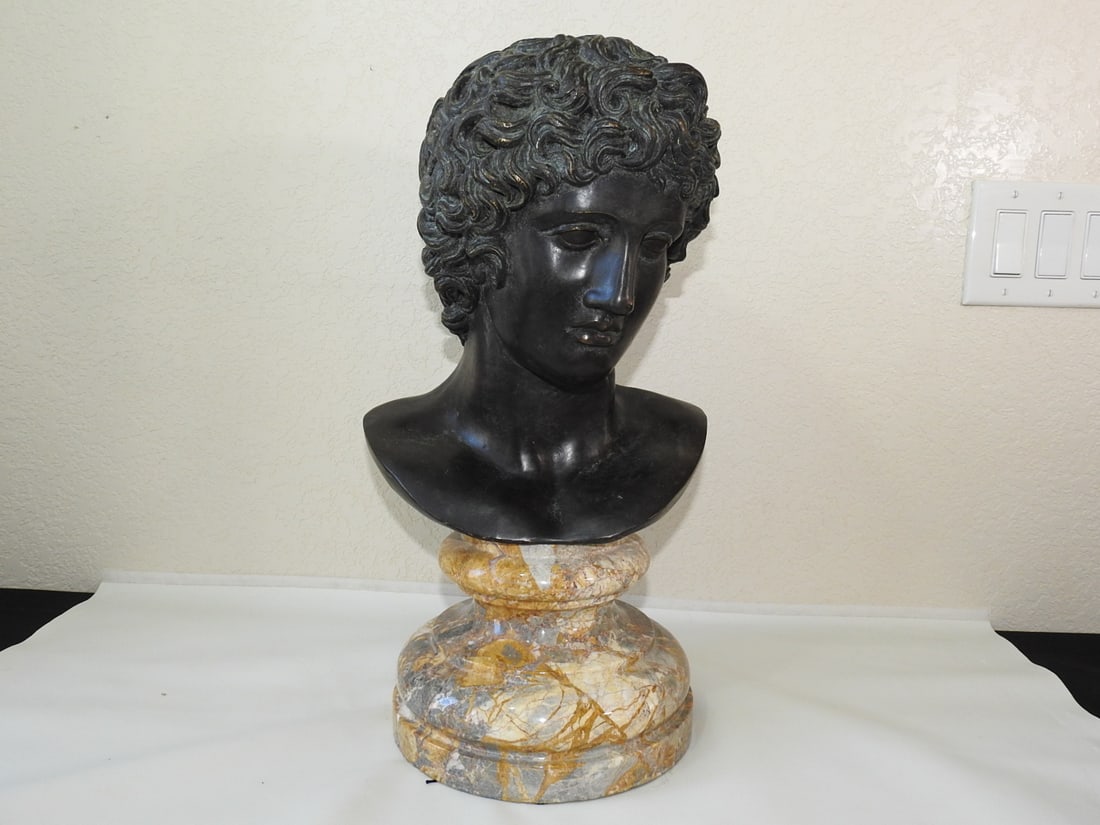 Solid Bronze Bust of David on Marble Base - 2