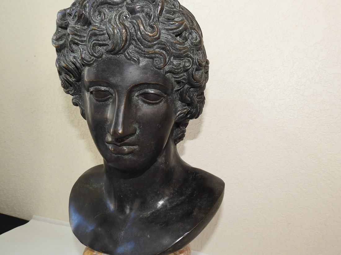 Solid Bronze Bust of David on Marble Base - 3