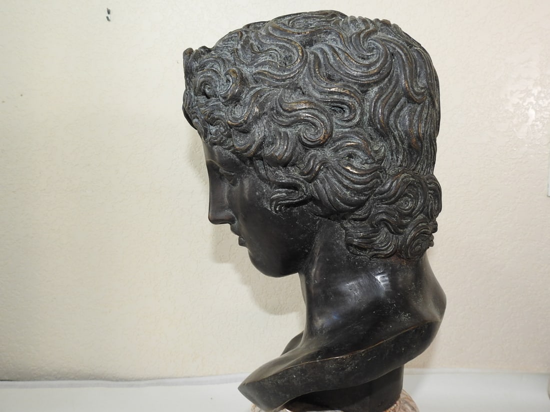 Solid Bronze Bust of David on Marble Base - 7