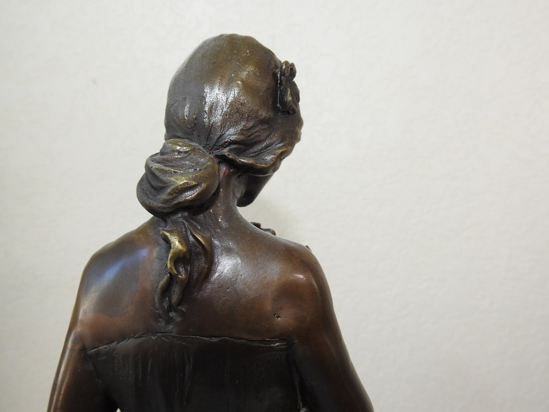 Art Nouveau Bronze Young Lady Statue - 11