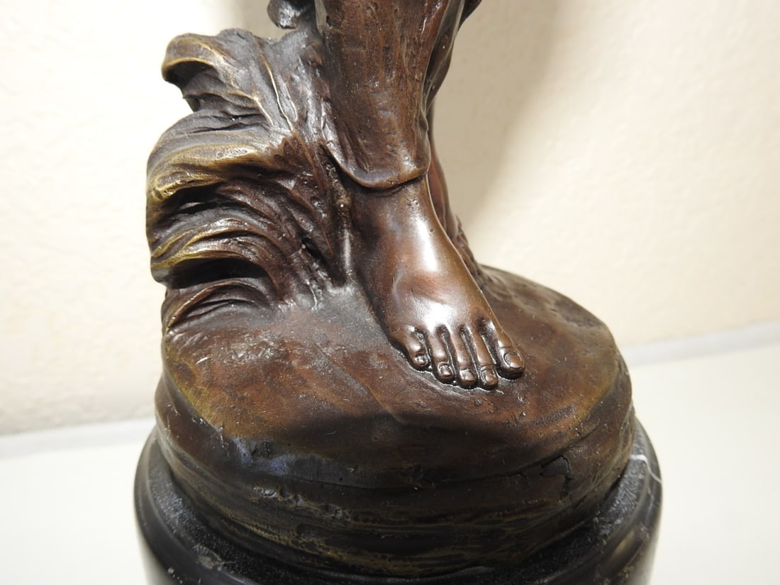 Art Nouveau Bronze Young Lady Statue - 4