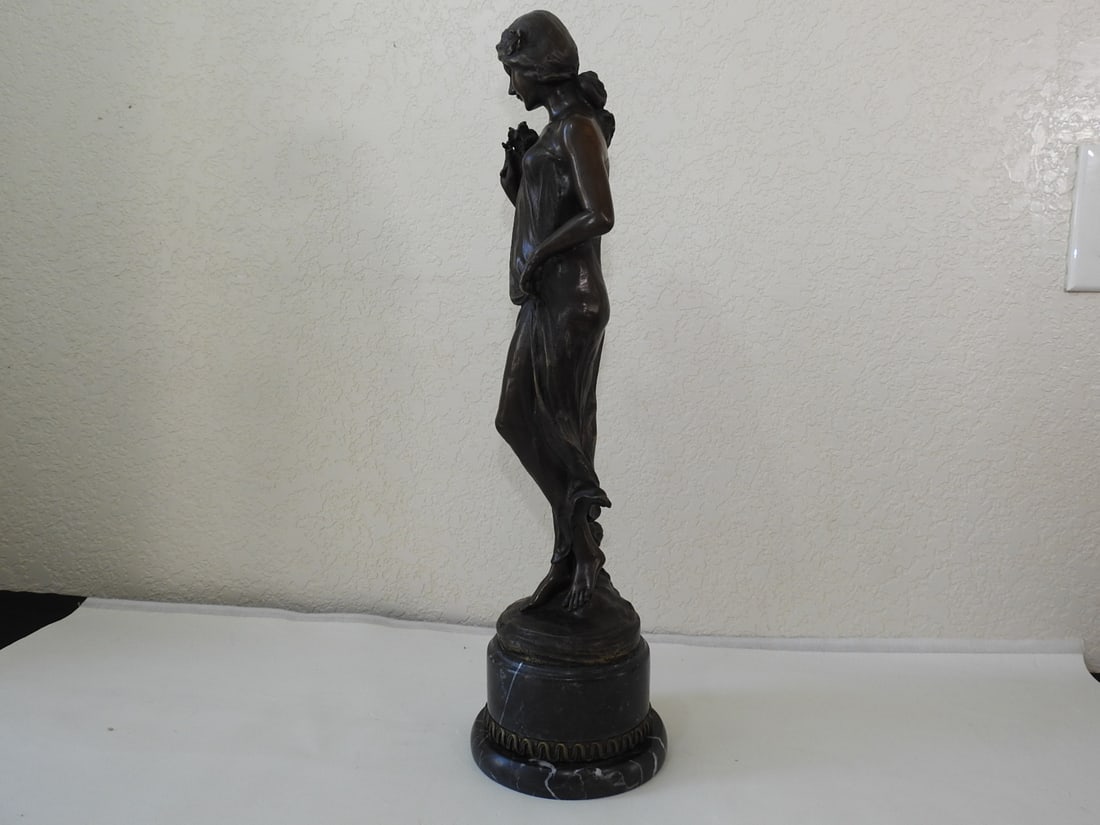 Art Nouveau Bronze Young Lady Statue - 6