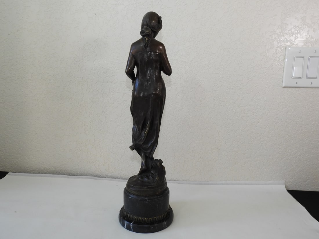 Art Nouveau Bronze Young Lady Statue - 8