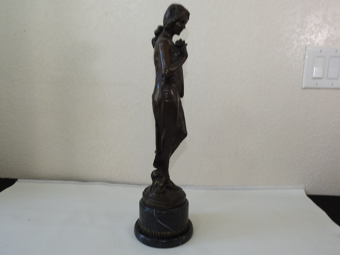 Art Nouveau Bronze Young Lady Statue - 9