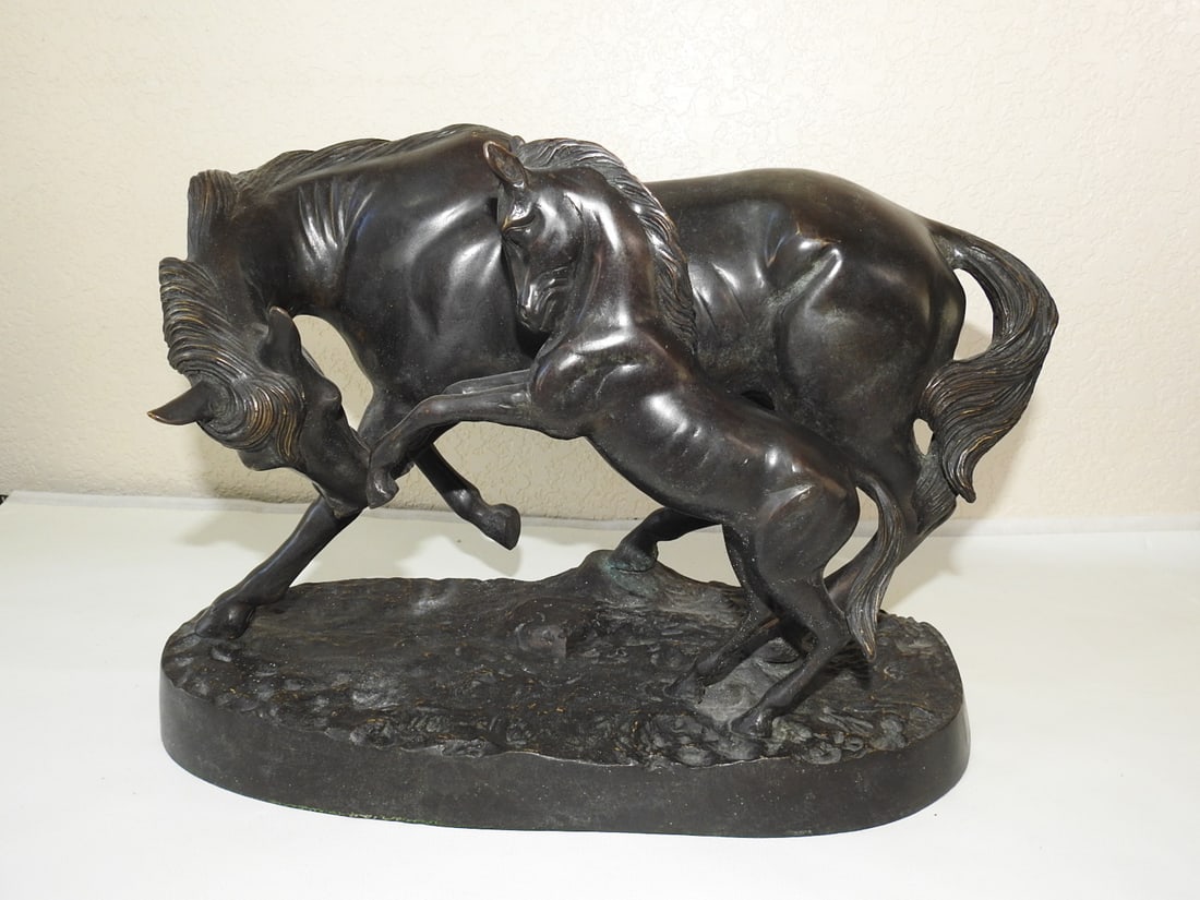 Bronze Mare and Colt Statue - 2