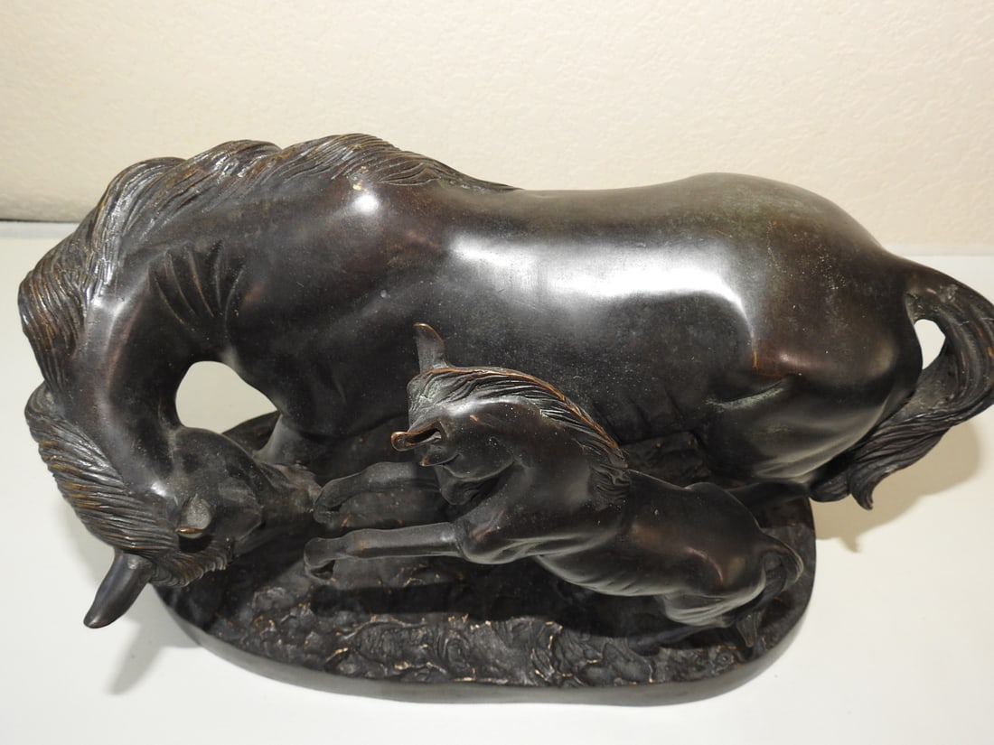 Bronze Mare and Colt Statue - 3