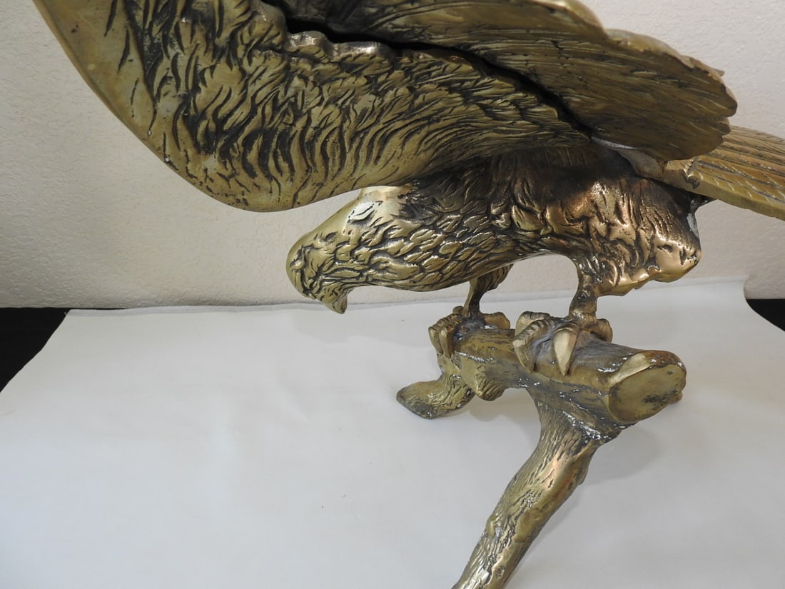 Large Solid Brass American Eagle Statue - 5