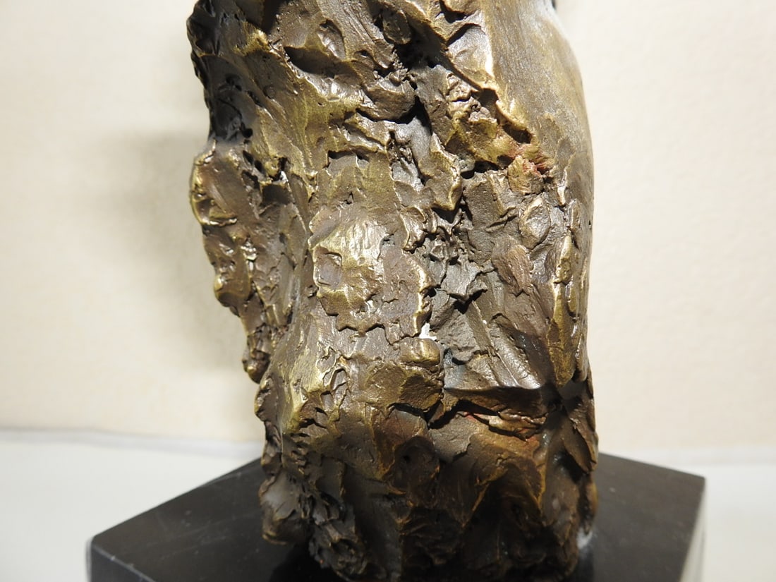 Stylized Brass Horse Head Statue on Marble Base - 7