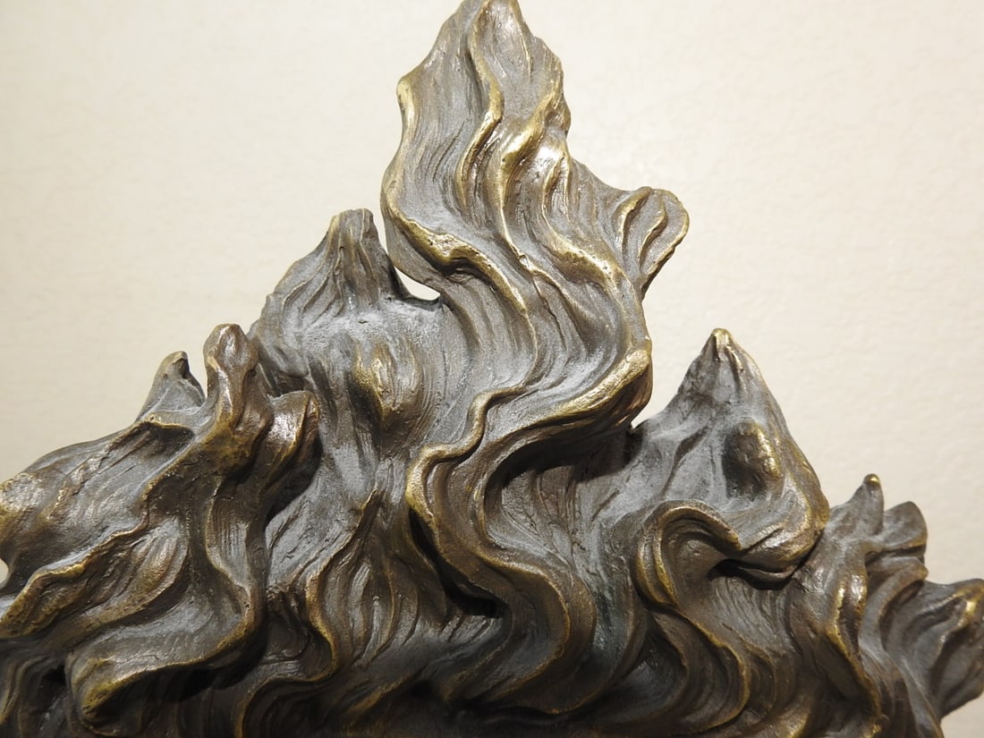 Stylized Brass Horse Head Statue on Marble Base - 9