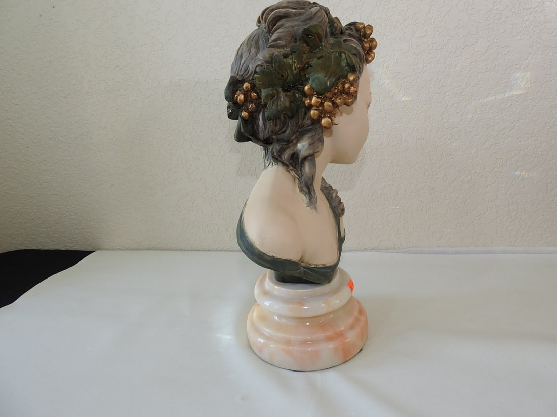 French Girl Bust on Marble Base - 2