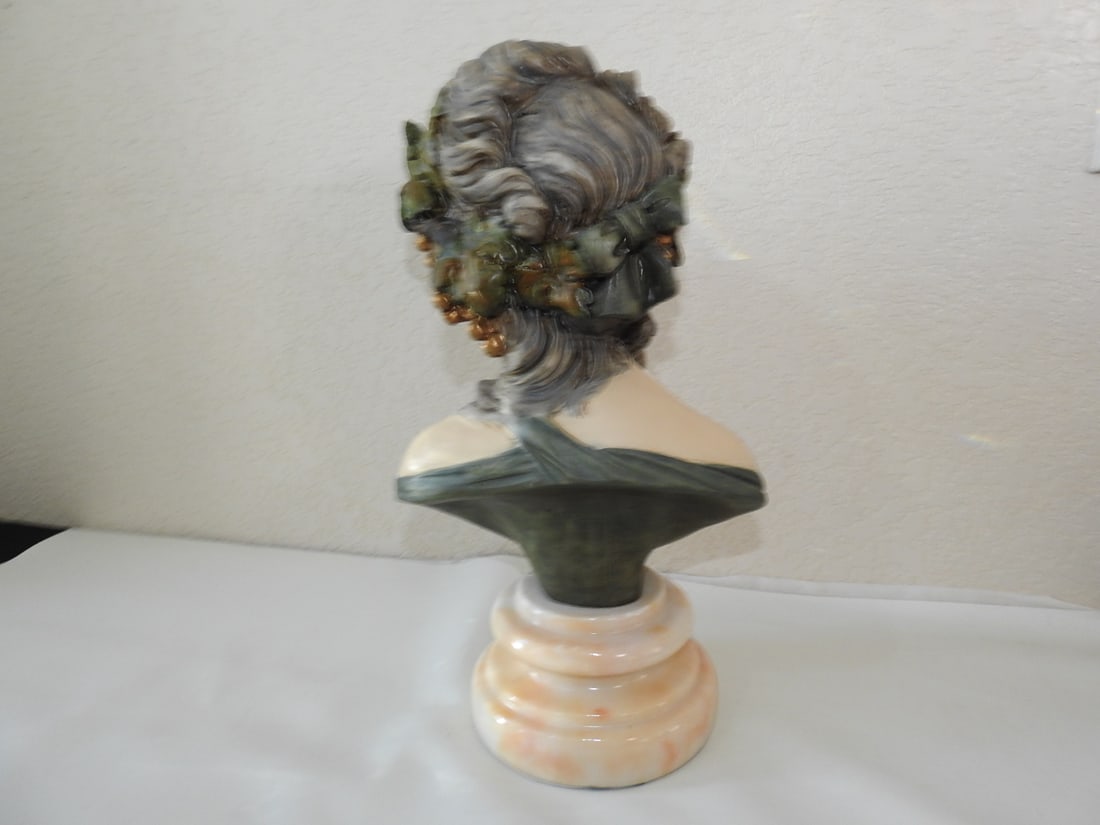 French Girl Bust on Marble Base - 3