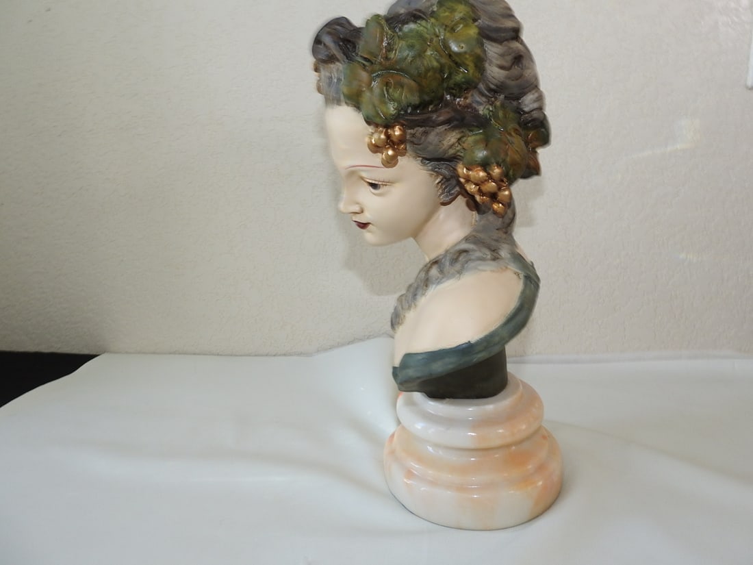 French Girl Bust on Marble Base - 4
