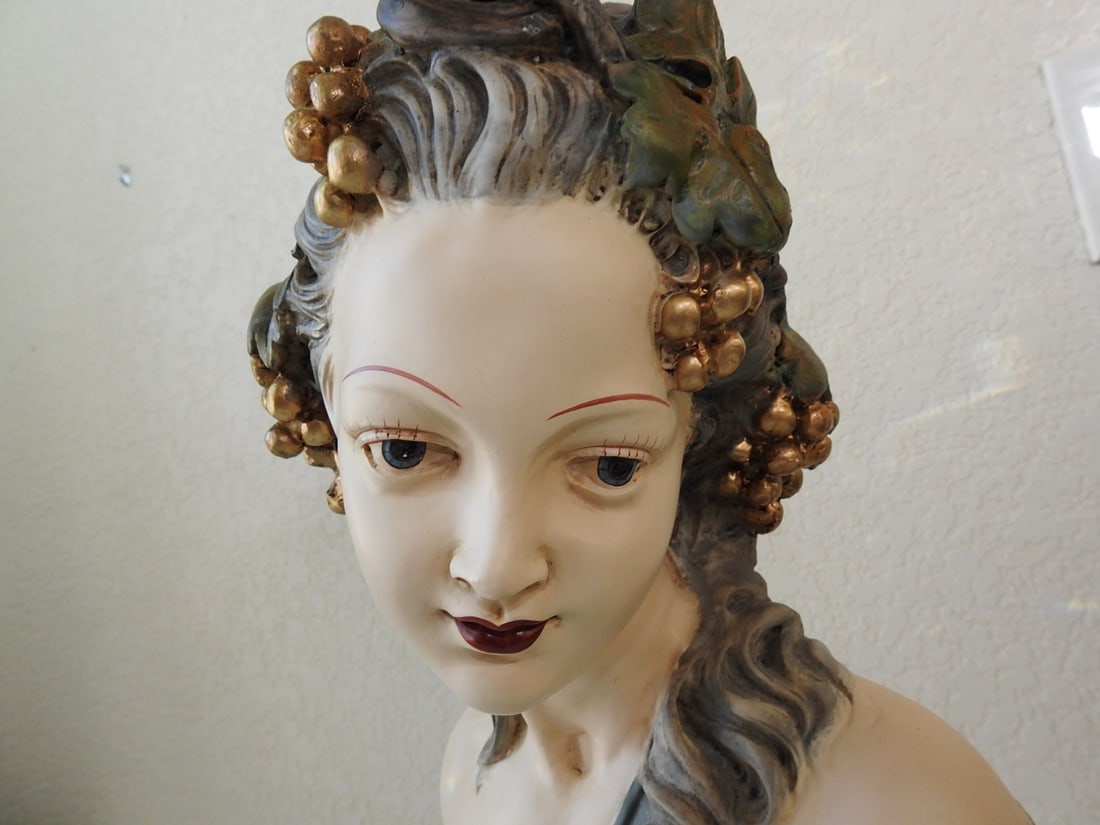French Girl Bust on Marble Base - 5