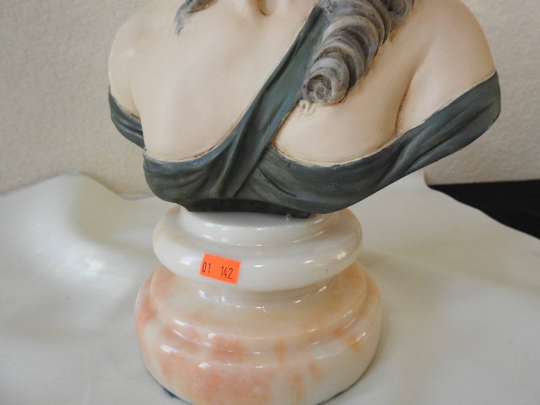 French Girl Bust on Marble Base - 6