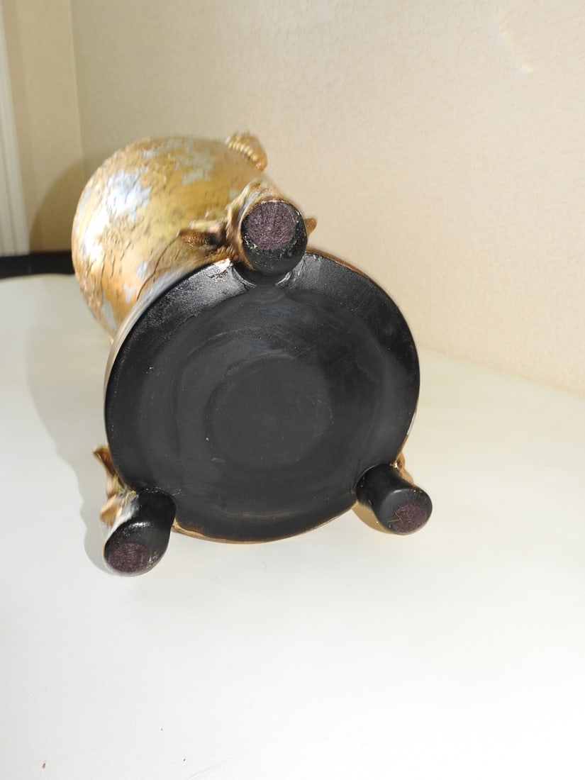 Gold and Silver Leaf Classical Ceramic Urn - 2