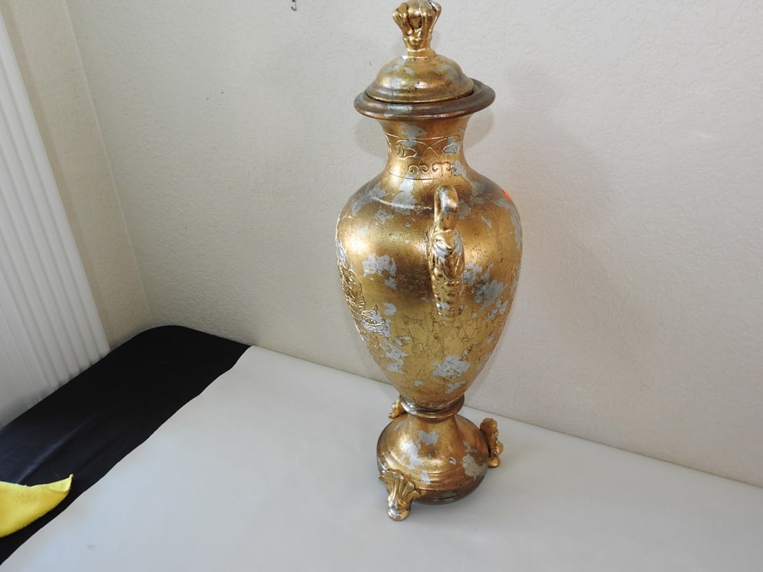 Gold and Silver Leaf Classical Ceramic Urn - 3