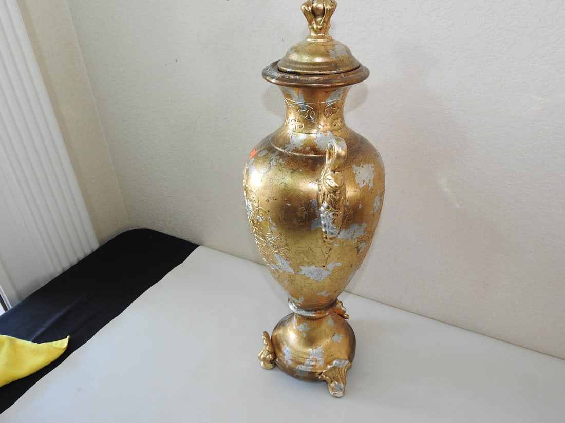 Gold and Silver Leaf Classical Ceramic Urn - 5