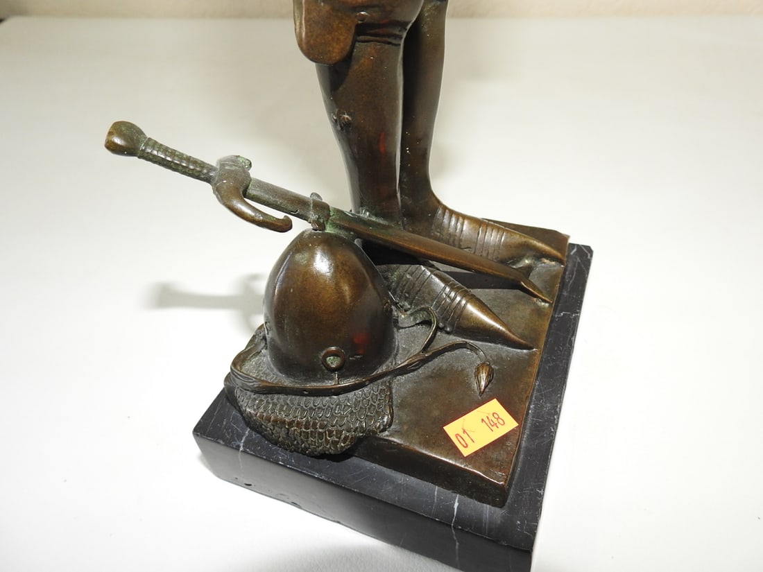 Joan of Arc Bronze Statue on Marble Base - 2
